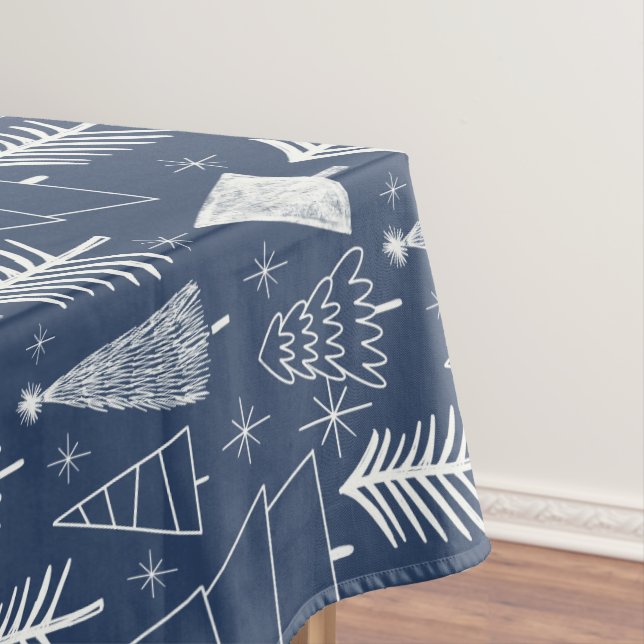 Christmas Tree - Evergreen Tree - Pine Tree Blue Tablecloth (In Situ)