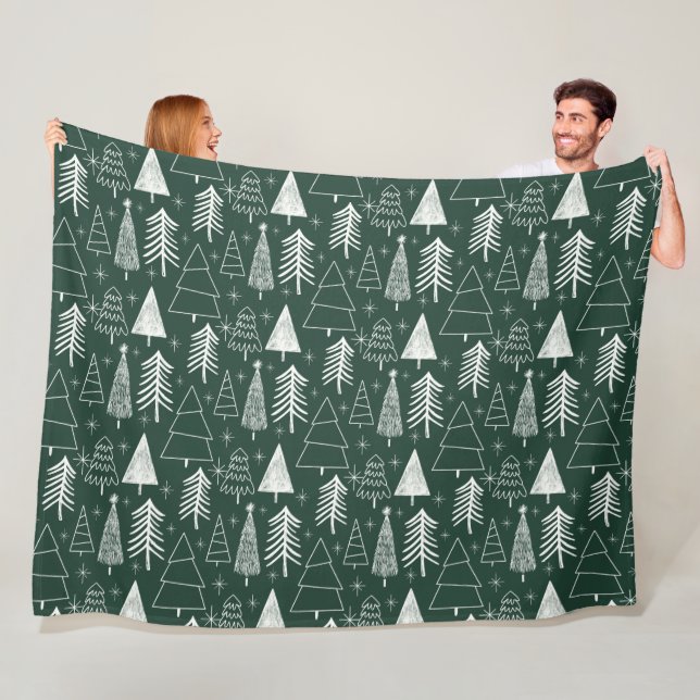 Christmas Tree - Evergreen Tree - Pine Tree Green Fleece Blanket (In Situ)
