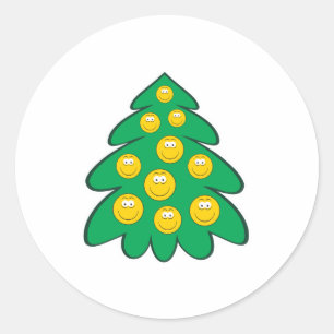 Christmas Tree Face Classic Round Sticker