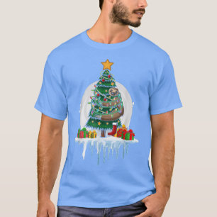 Christmas Tree Fairy Lights Snow Christmas Sloth T-Shirt