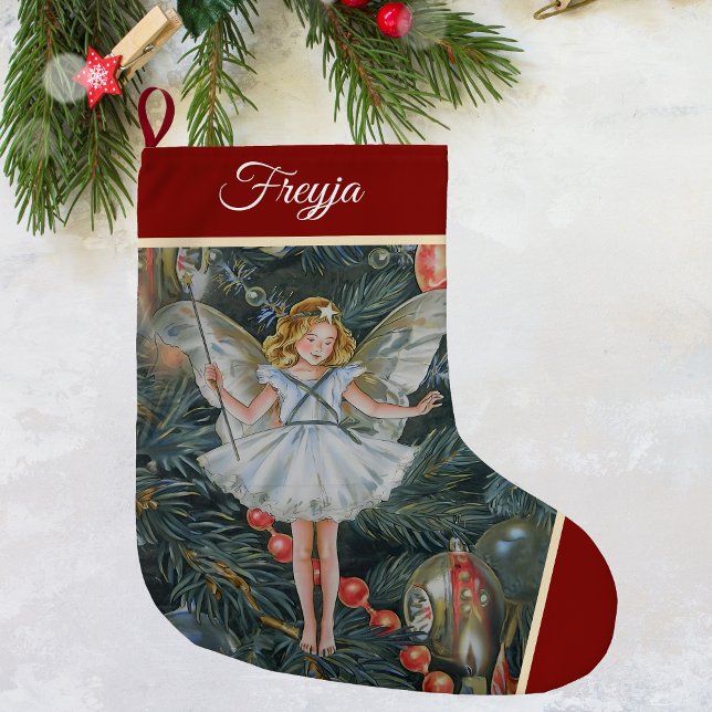 Christmas Tree Fairy Stocking, Personalised Large Christmas Stocking (Christmas Tree Fairy Stocking)