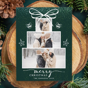 Christmas Tree Family 3 Photo Collage Holiday Card