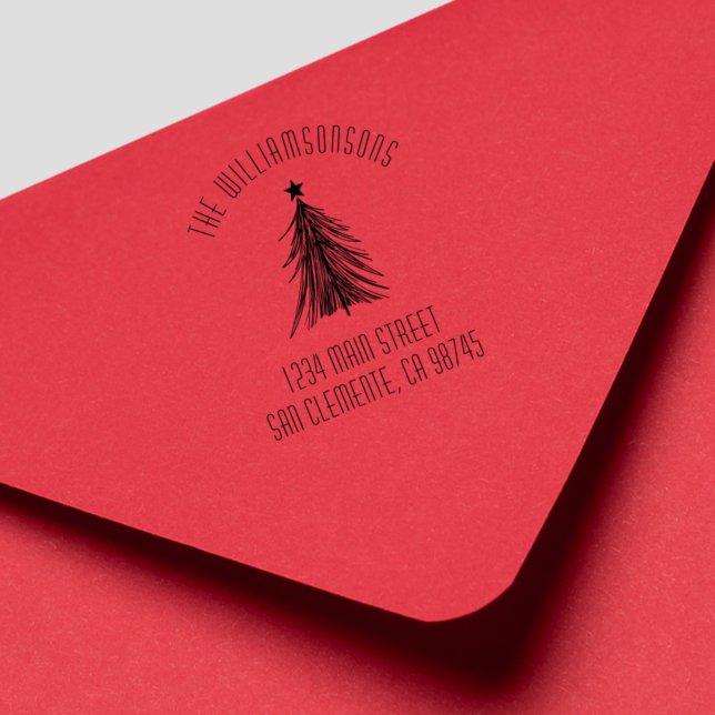 Christmas Tree Family Return Address Rubber Stamp (Creator Uploaded)