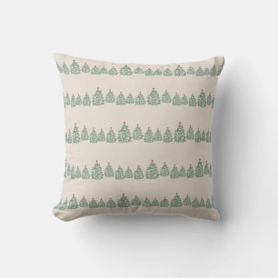 Christmas Tree Farm Illustration Pattern Stripe Cushion