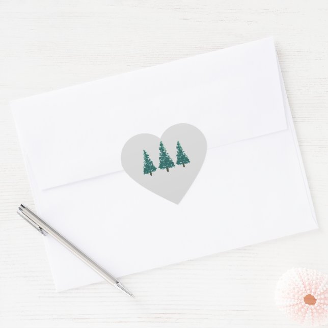Christmas Tree Farm Illustration Rectangular Stick Heart Sticker (Envelope)