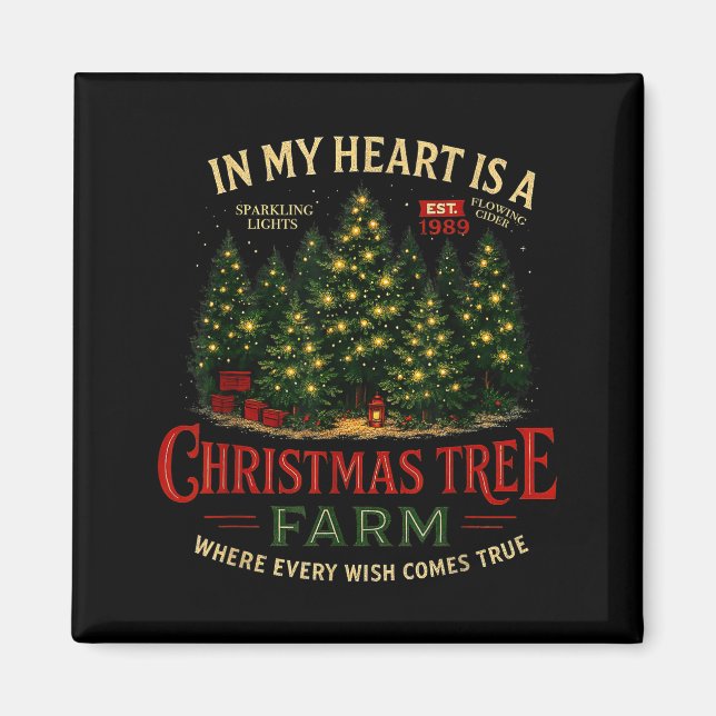 Christmas Tree Farm In My Heart Holiday Forest Gif Magnet (Front)