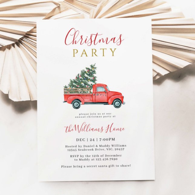 Christmas Tree & Farm Truck Christmas Party Invitation (Creator Uploaded)