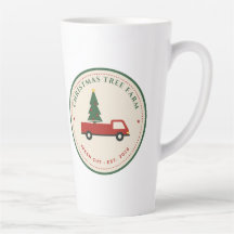 Christmas Tree Farm Vintage Red Truck Latte Mug