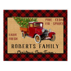 Christmas Tree Farm Vintage Truck Red Plaid Rustic