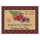 Christmas Tree Farm Vintage Truck Red Plaid Rustic