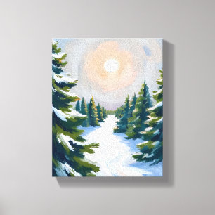 Christmas Tree Farm Watercolor Canvas Print
