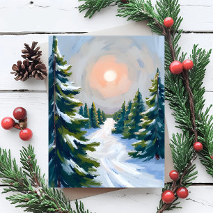 Christmas Tree Farm Watercolor Holiday Card