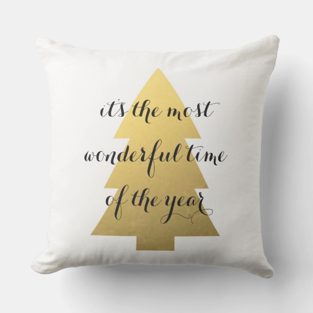 Christmas tree faux gold cushion (Front)