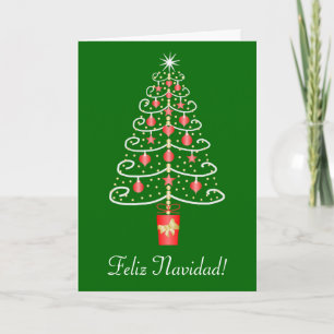 Christmas Tree Feliz Navidad Spanish Christmas Holiday Card