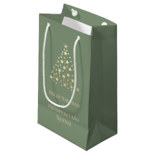 Christmas Tree Feliz Navidad y Prospero Año Nuevo Small Gift Bag