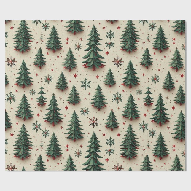 🎄 Christmas Tree Festive Pattern Wrap For Holiday Wrapping Paper (Flat)