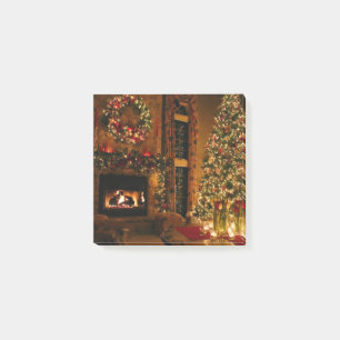 Christmas tree fireplace post-it notes