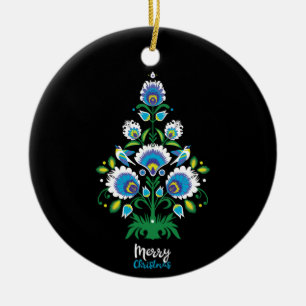 🎄Christmas tree folklore [white, blue] Ceramic Tree Decoration