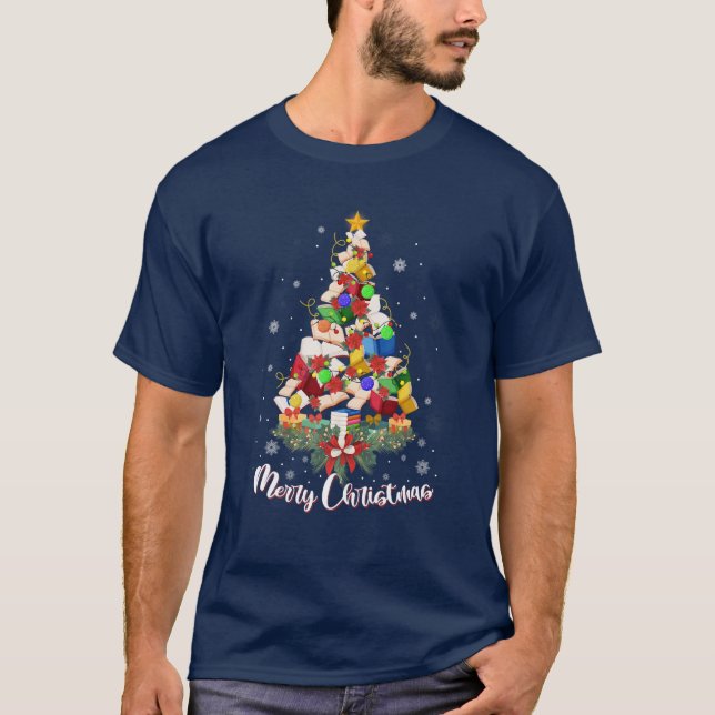 Christmas Tree For Men Women Love Reading Books Li T-Shirt (Front)