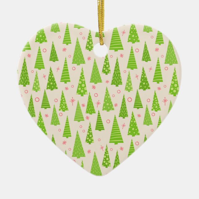 Christmas Tree Forest Customisable Retro Ceramic Tree Decoration (Front)