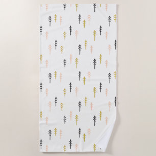 Christmas Tree Forest Pattern Beach Towel