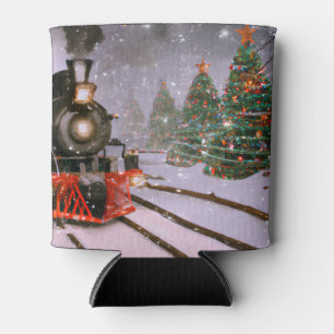 Christmas tree forest train   can cooler