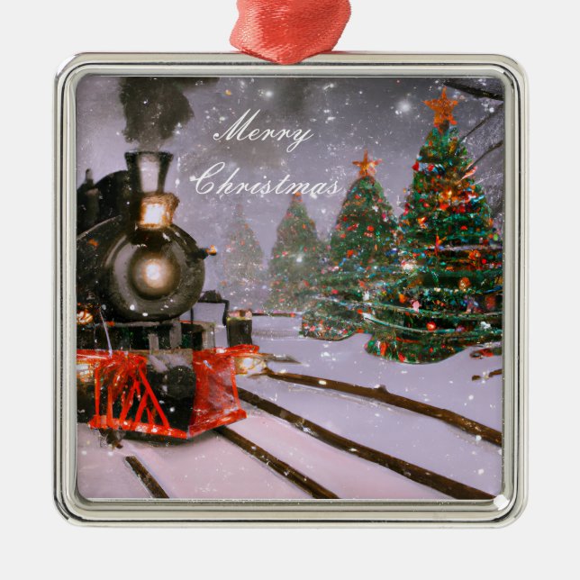 Christmas tree forest train   metal tree decoration (Front)