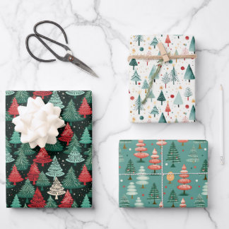 Christmas Tree Forest Wrapping Paper Sheet