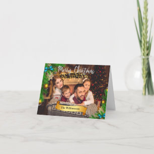 Christmas Tree Frame White Merry Christmas Photo Holiday Card