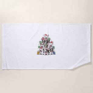 Christmas Tree French Bulldogs Frenchie French Bul Beach Towel