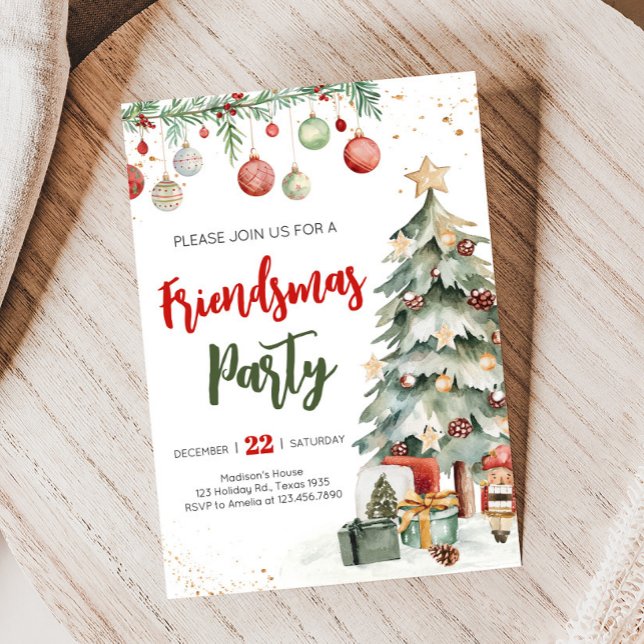 Christmas Tree Friendsmas Party Invitation (Friendsmas Christmas Party Invitation)