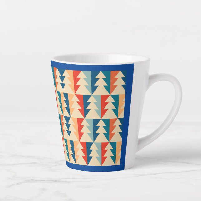 christmas tree funky retro 1970s design  latte mug (Right)