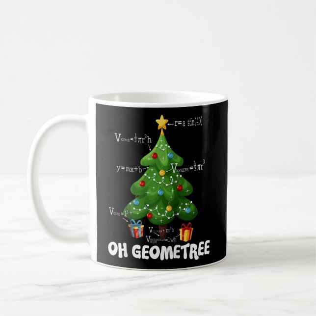 Christmas Tree Geometree Geometry Funny Math Teach Coffee Mug (Left)