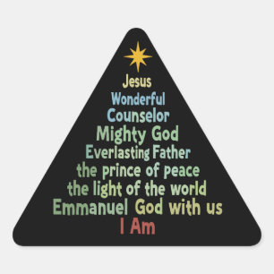 Christmas Tree Gift Faith Christian Holiday Merry  Triangle Sticker