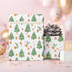 Christmas Tree & Gift Pattern Wrapping Paper