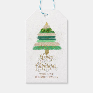 Christmas Tree Gift Tag, Glitters, Merry Christmas Tags