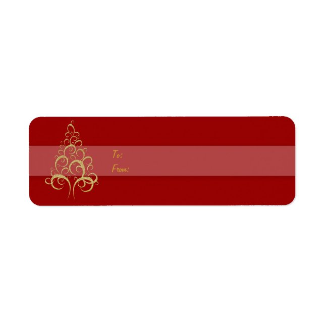 Christmas tree gift tag red gold (Front)