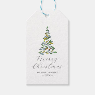 Christmas Tree Gift Tags Elegant Watercolor