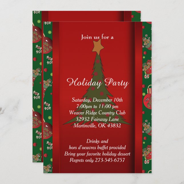 Christmas Tree Gingerbread Holiday Invitation (Front/Back)