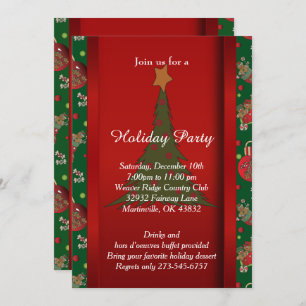 Christmas Tree Gingerbread Holiday Invitation