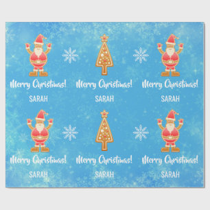 Christmas Tree Gingerbread Santa Snow Personalize  Wrapping Paper