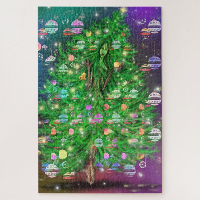 Christmas Tree Gir Jigsaw Puzzle Painting (Vertical)