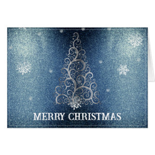 Christmas Tree Glitter and Snowflakes   Blue
