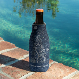 Christmas Tree Glitter and Snowflakes   Blue Bottle Cooler