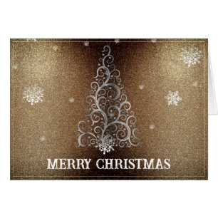 Christmas Tree Glitter and Snowflakes   Gold
