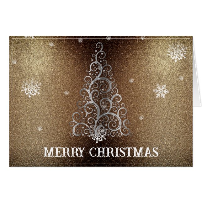Christmas Tree Glitter and Snowflakes | Gold (Front Horizontal)