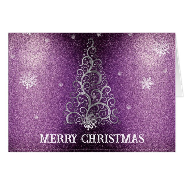 Christmas Tree Glitter and Snowflakes | Magenta (Front Horizontal)