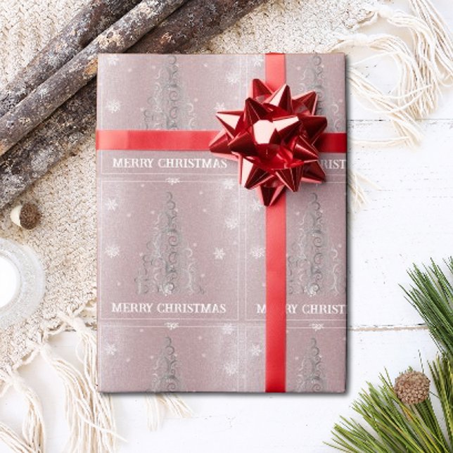 Christmas Tree Glitter and Snowflakes | Pink Wrapping Paper (Creator Uploaded)