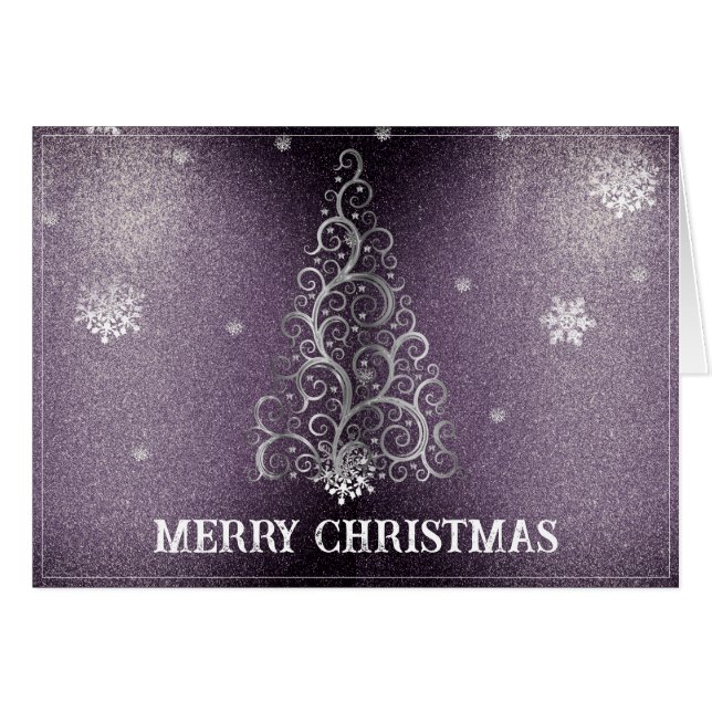 Christmas Tree Glitter and Snowflakes | Purple (Front Horizontal)
