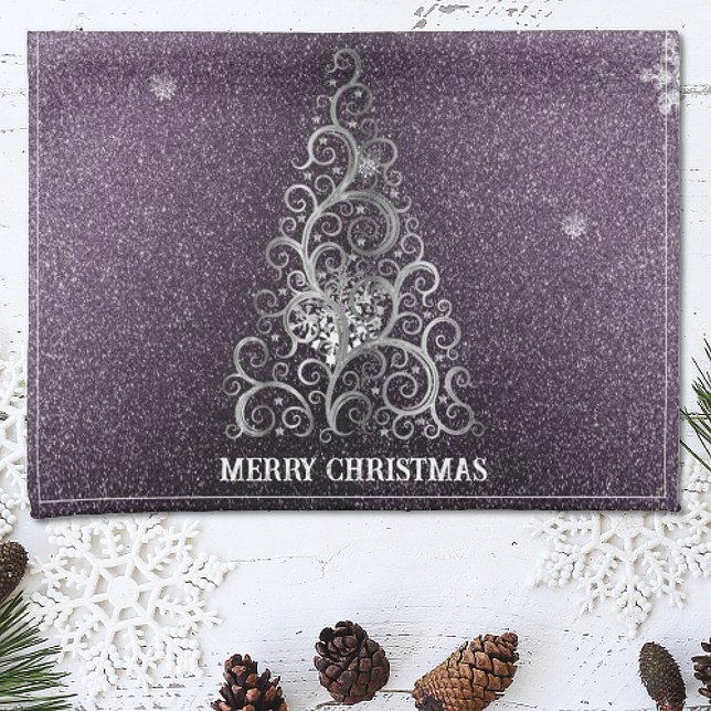 Christmas Tree Glitter and Snowflakes | Purple Tea Towel (Creator Uploaded)